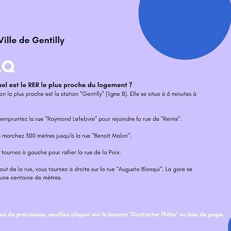 Appartement Cosy Au Calme, Proche De Paris Et Du Rer B Gentilly Exterior foto